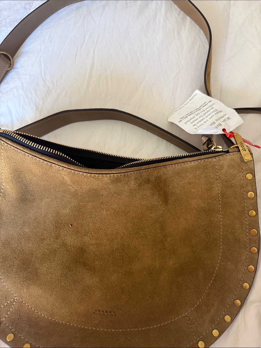 Isabel Marant Tan Suede Studded Saddle Shoulder Bag - Picture 8 of 8